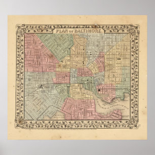 Póster Mapa de Baltimore por Mitchell