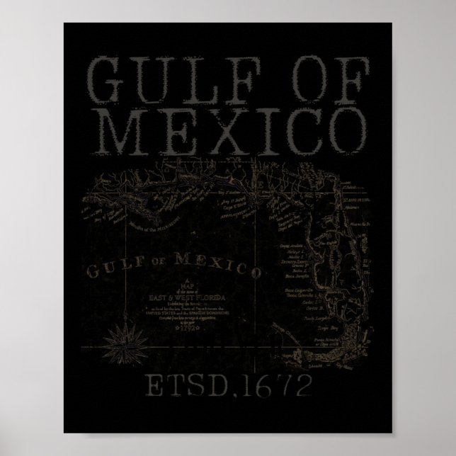 Poster Mapa De Bandeiras Do Golfo Do México, Funny Améric (Frente)