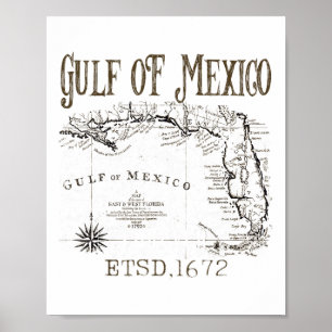 Poster Mapa De Bandeiras Do Golfo Do México, Funny Améric