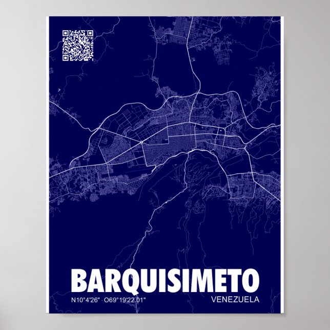 Poster Mapa de Barquisimeto - Venezuela (Frente)