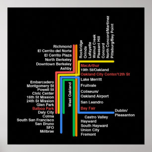 Poster Mapa de BART Hiperlinear (preto)