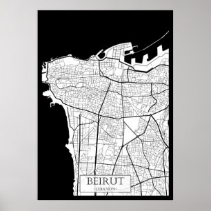 Poster Mapa de Beirute Líbano