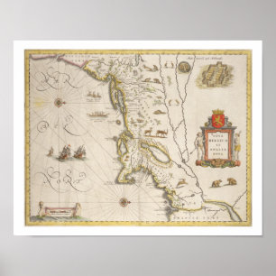 Póster Mapa de Bélgica e de Nova Inglaterra novas, bar.