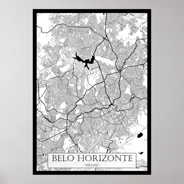 Poster Mapa de Belo Horizonte Brasil (Frente)