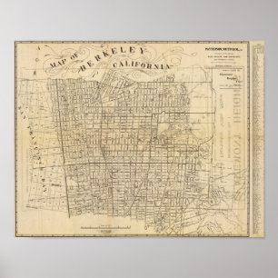 Póster Mapa de Berkeley, Califórnia