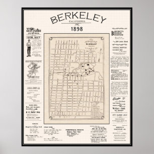 Poster Mapa de Berkeley em 1898