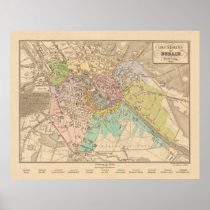 Poster Mapa de Berlim Alemanha (1840)