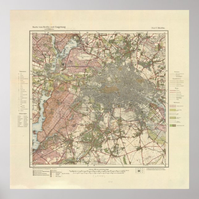 Poster Mapa de Berlim Alemanha (1913) 2 (Frente)