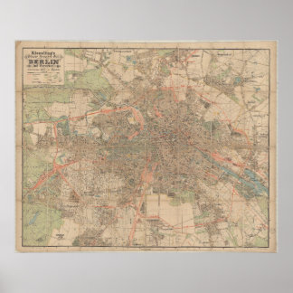 Poster Mapa de Berlim c.1897 – Plano Detalhado da Cidade