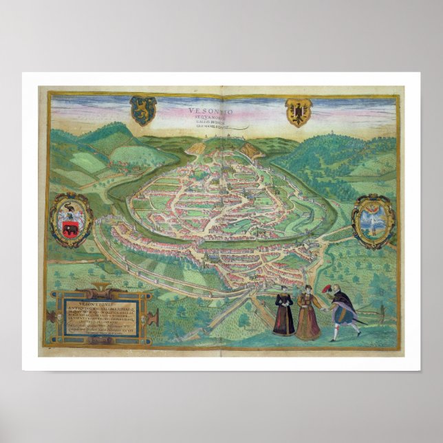 Póster Mapa de Besancon, de Civitates Orbis Terrarum b (Frente)