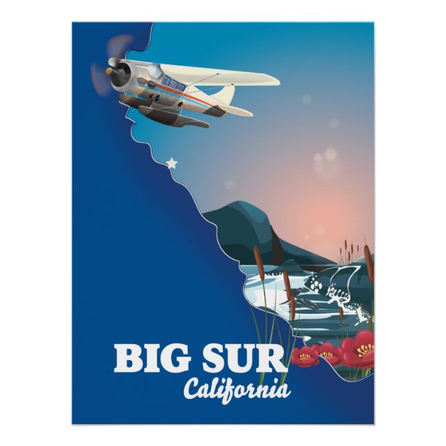 Póster Mapa de Big Sur Califórnia (Frente)
