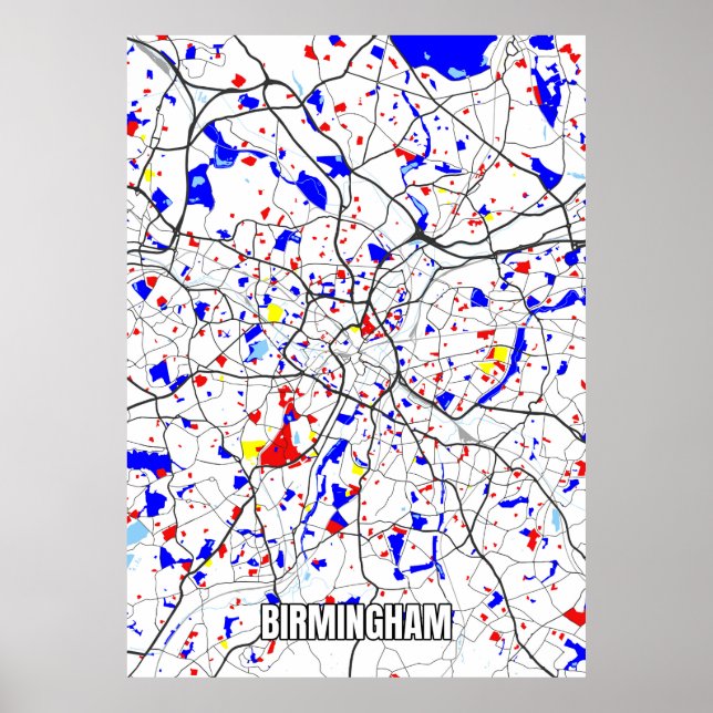 Poster Mapa de Birmingham (Frente)