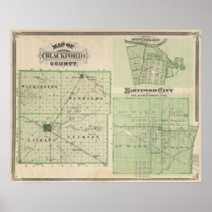 Póster Mapa de Blackford County com Montpelier