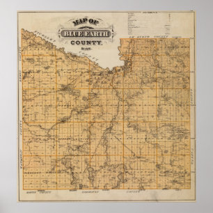 Póster Mapa de Blue Earth County, Minnesota