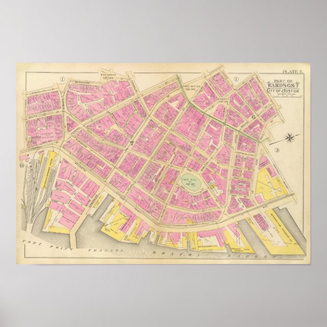 Póster Mapa de Boston 12 (Frente)