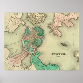 Poster Mapa de Boston - 1838