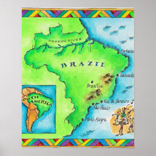 Póster Mapa de Brasil