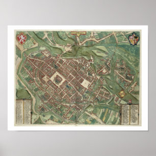 Póster Mapa de Bratislava, 'de Civitates Orbis Terrarum