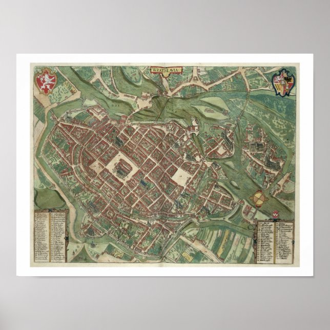 Póster Mapa de Bratislava, de Civitates Orbis Terrarum (Frente)