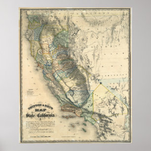 Póster Mapa de Britton e de Rey de Califórnia