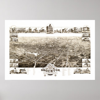 Poster Mapa de Brockton, Massachusetts, em 1882