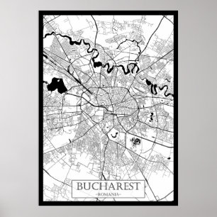 Poster Mapa de Bucareste Romênia