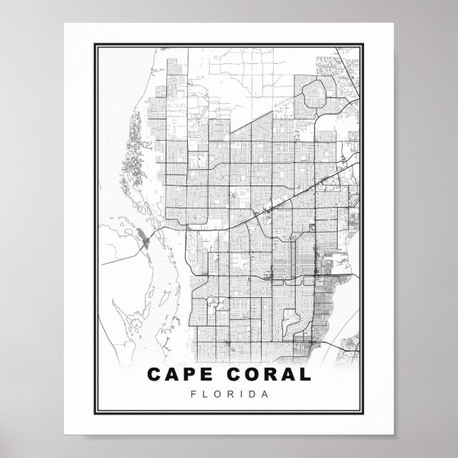 Poster Mapa de Cabo Coral (Frente)