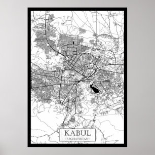 Poster Mapa de Cabul Afeganistão