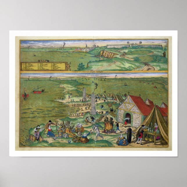 Póster Mapa de Cádiz, de "Civitates Orbis Terrarum" por G (Frente)