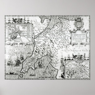 Póster Mapa de Caernarvon, 1616