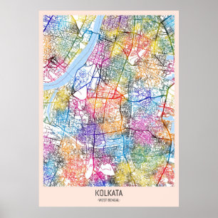 Poster Mapa de Calcutá em Bengala Ocidental