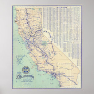 Póster Mapa de Califórnia 4