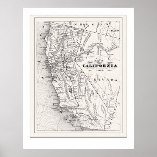 Poster Mapa de Califórnia desde 1876