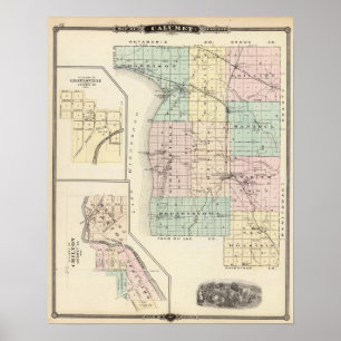 Póster Mapa de Calumet County, estado de Wisconsin