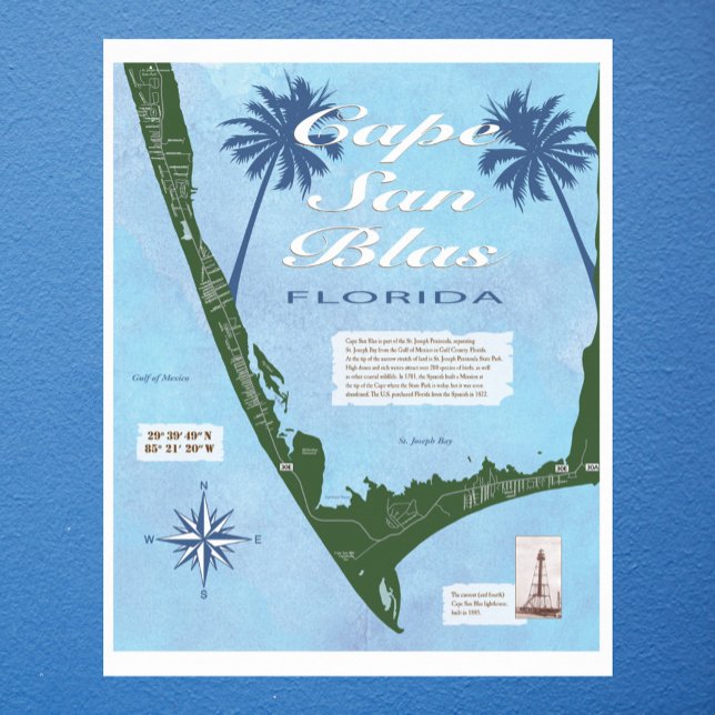 Póster Mapa de Cape San Blas Florida (Criador carregado)