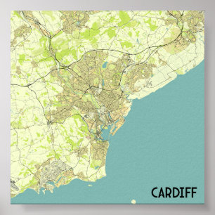 Poster Mapa de Cardiff
