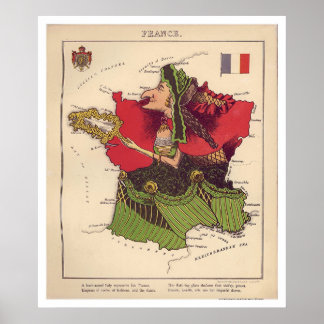 Poster Mapa de Caricatura França 1868