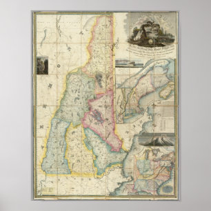 Póster Mapa de Carrigain de New Hampshire