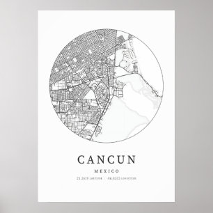 Poster Mapa de Cartografia de Cancun