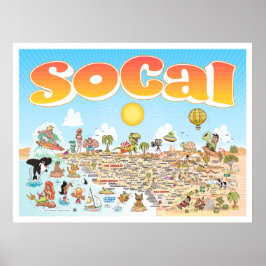 Poster Mapa de Cartoons SoCal