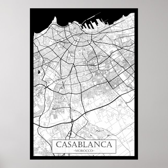 Poster Mapa de Casablanca Marrocos (Frente)