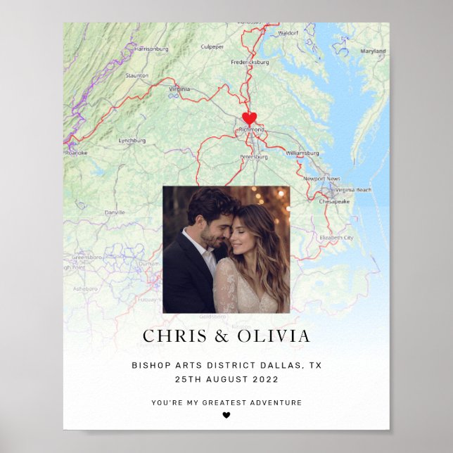 Poster Mapa de Casal Personalizado Presente de Casamento  (Frente)
