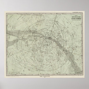 Poster Mapa de céu nocturno do Norther