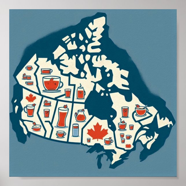 Poster Mapa de chá do Canadá (Frente)