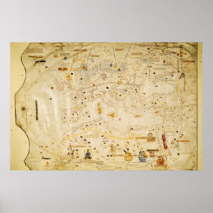 Póster Mapa de Charles V, mapa de Mecia