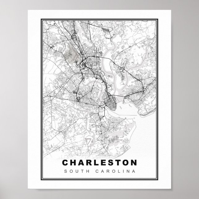 Poster Mapa de Charleston (Frente)