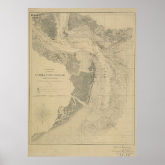 Póster Mapa de Charleston Harbor