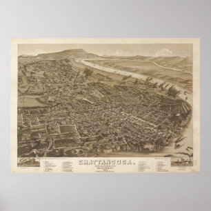 Poster Mapa de Chattanooga (1886)