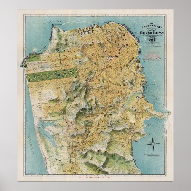 Poster Mapa de Chevalier de São Francisco (1912) (Frente)