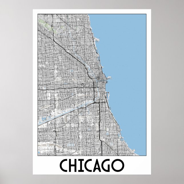 Poster mapa de Chicago (Frente)